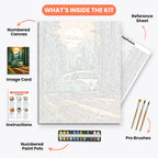 Van Adventure Paint by Numbers Kit – includes numbered canvas, paint pots, brushes, and instructions