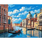 Venetian Canal Scene Paint by Numbers Kit design preview showing the full artwork layout before painting