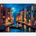 Venice Canal Serenade Paint by Numbers Kit design preview showing the full artwork layout before painting