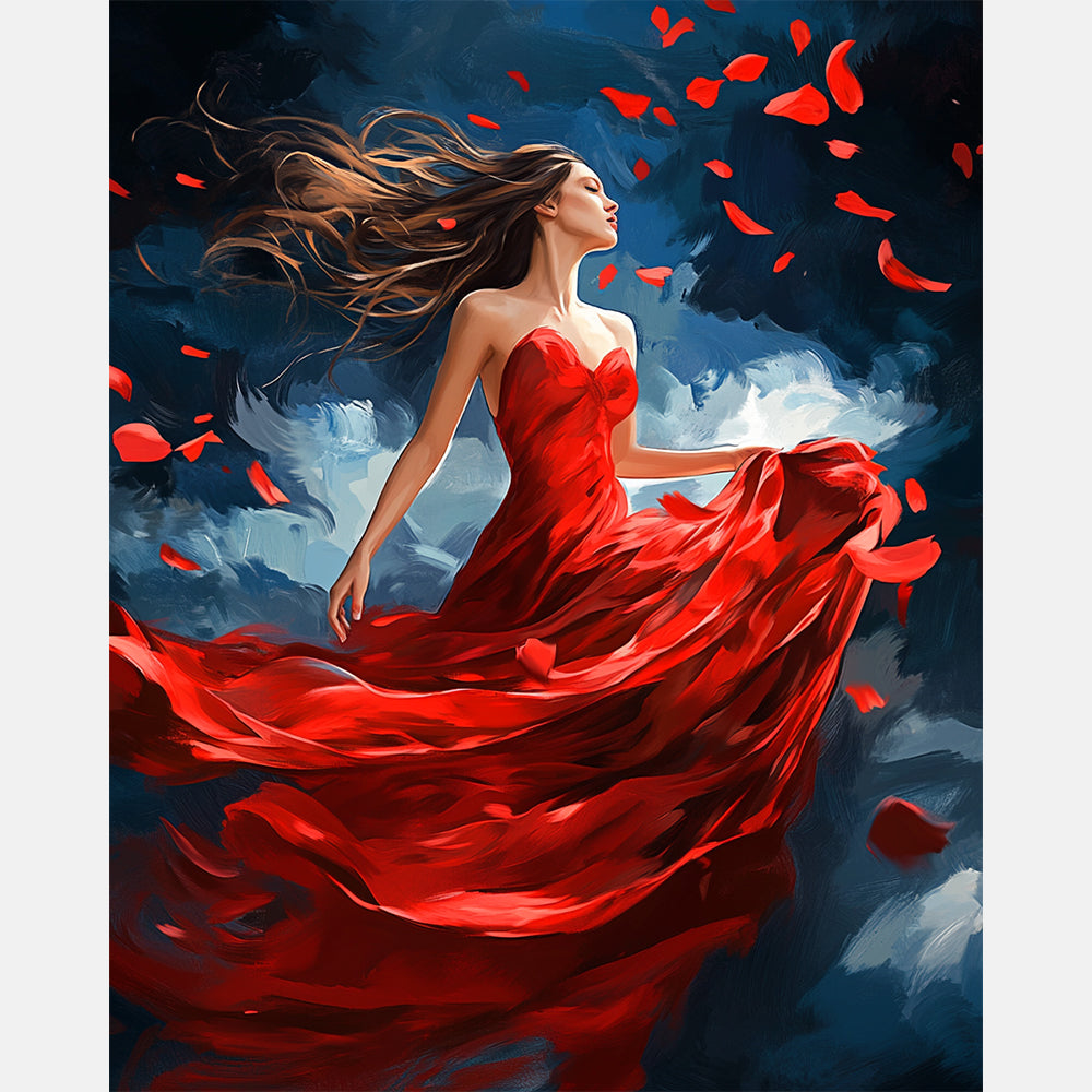 Vermillion Dance Paint by Numbers Kit design preview showing the full artwork layout before painting