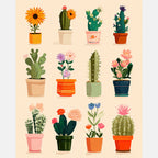 Vibrant Cacti Paint by Numbers Kit design preview showing the full artwork layout before painting