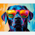 Vibrant Dog Paint by Numbers Kit design preview showing the full artwork layout before painting