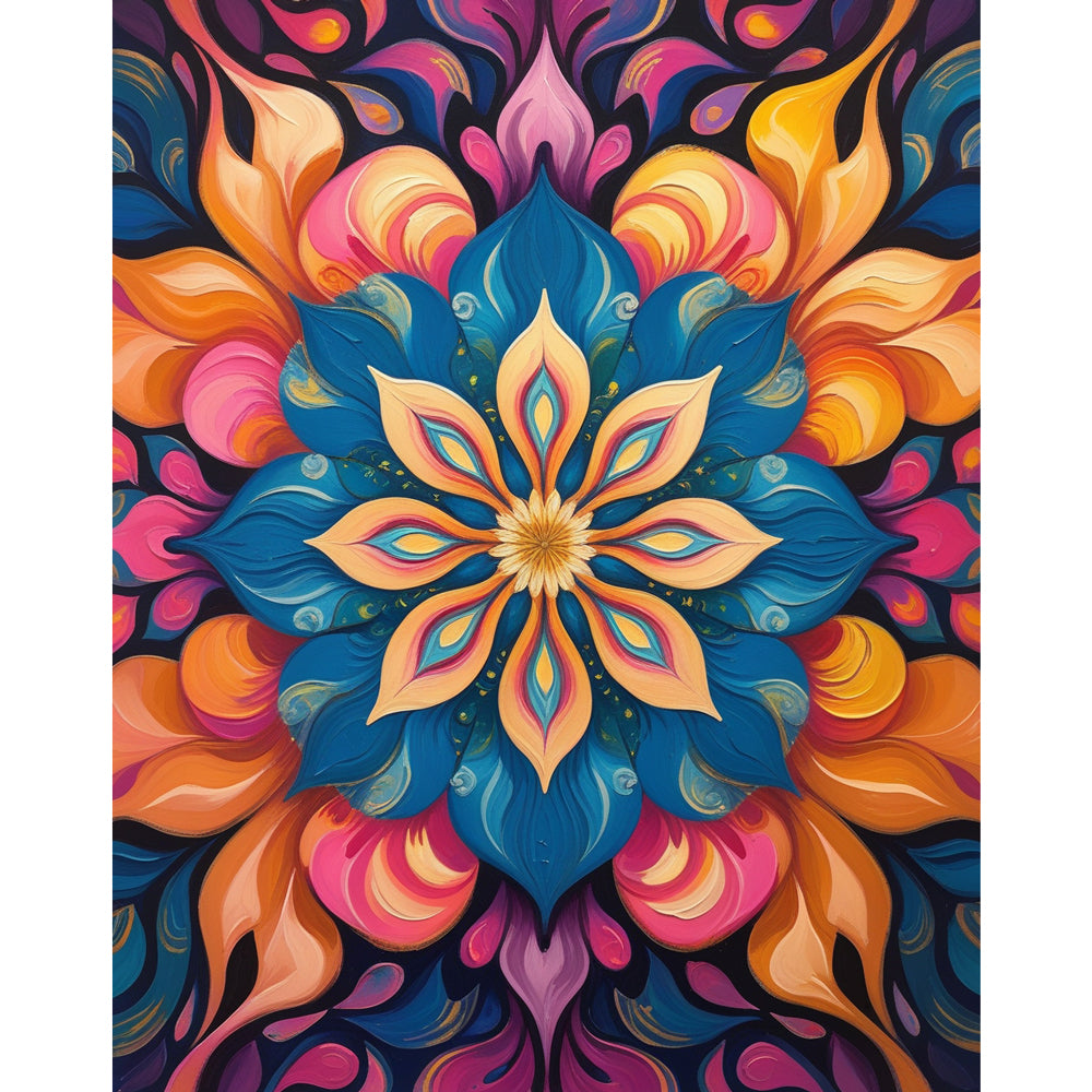 Vibrant Floral Abstract Paint by Numbers Kit design preview showing the full artwork layout before painting