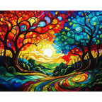 Vibrant Forest Dream Paint by Numbers Kit design preview showing the full artwork layout before painting