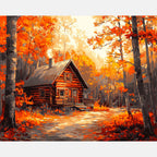 Vibrant Leaf Cottage Paint by Numbers Kit design preview showing the full artwork layout before painting