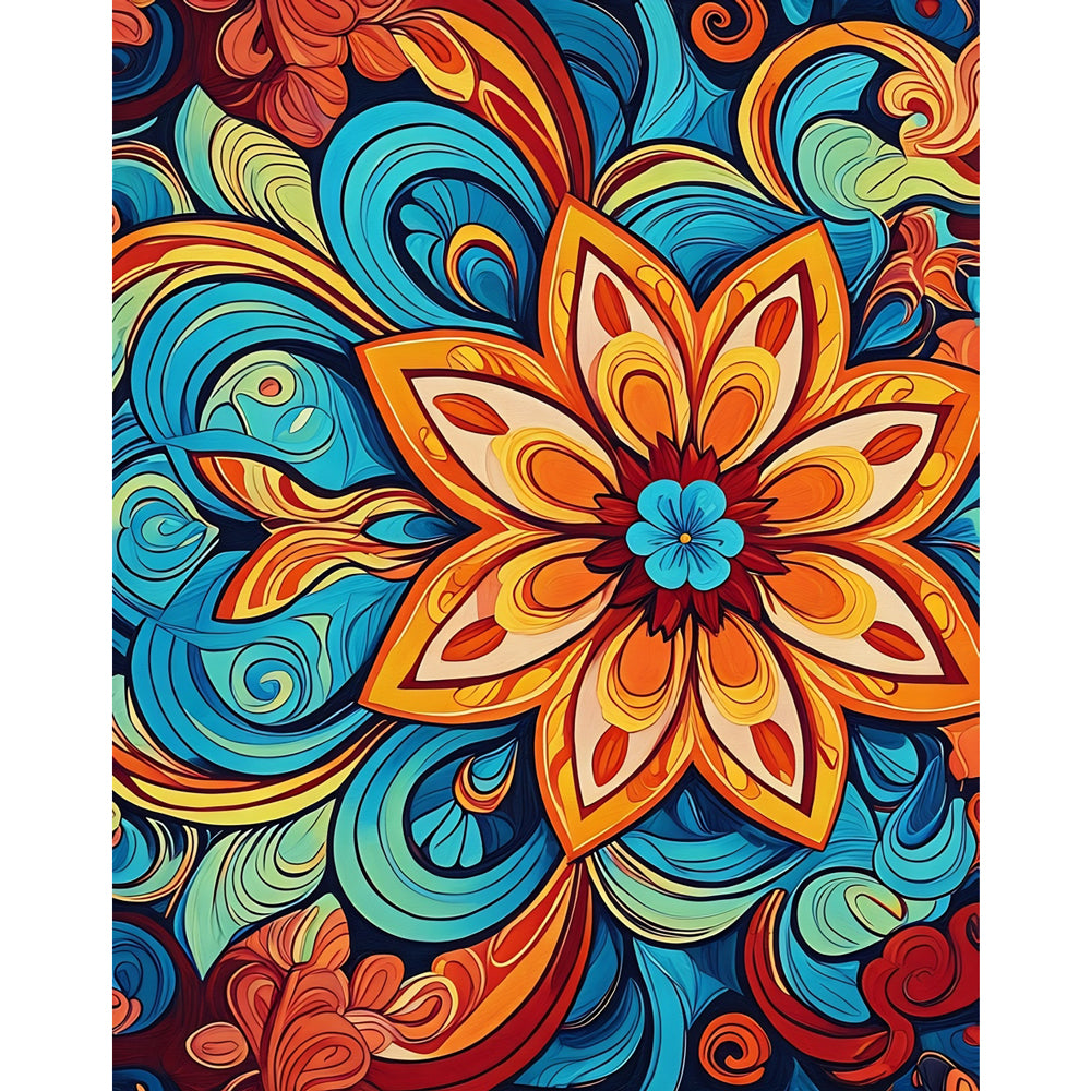 Vibrant Mandala Design Paint by Numbers Kit design preview showing the full artwork layout before painting