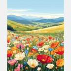 Vibrant Meadow Blossoms Paint by Numbers Kit design preview showing the full artwork layout before painting