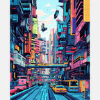 Vibrant Metropolis Paint by Numbers Kit design preview showing the full artwork layout before painting