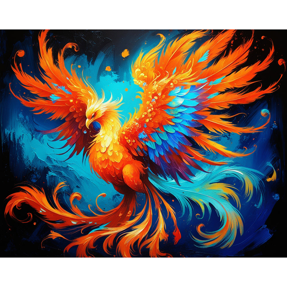 Vibrant Phoenix Paint by Numbers Kit design preview showing the full artwork layout before painting