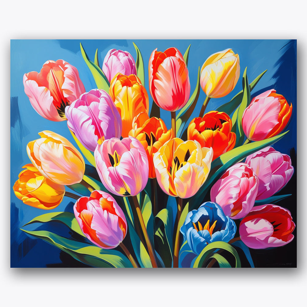 Vibrant Tulip Bouquet Paint by Numbers Kit UdoPaints