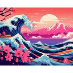 Vibrant Wave Art Paint by Numbers Kit design preview showing the full artwork layout before painting