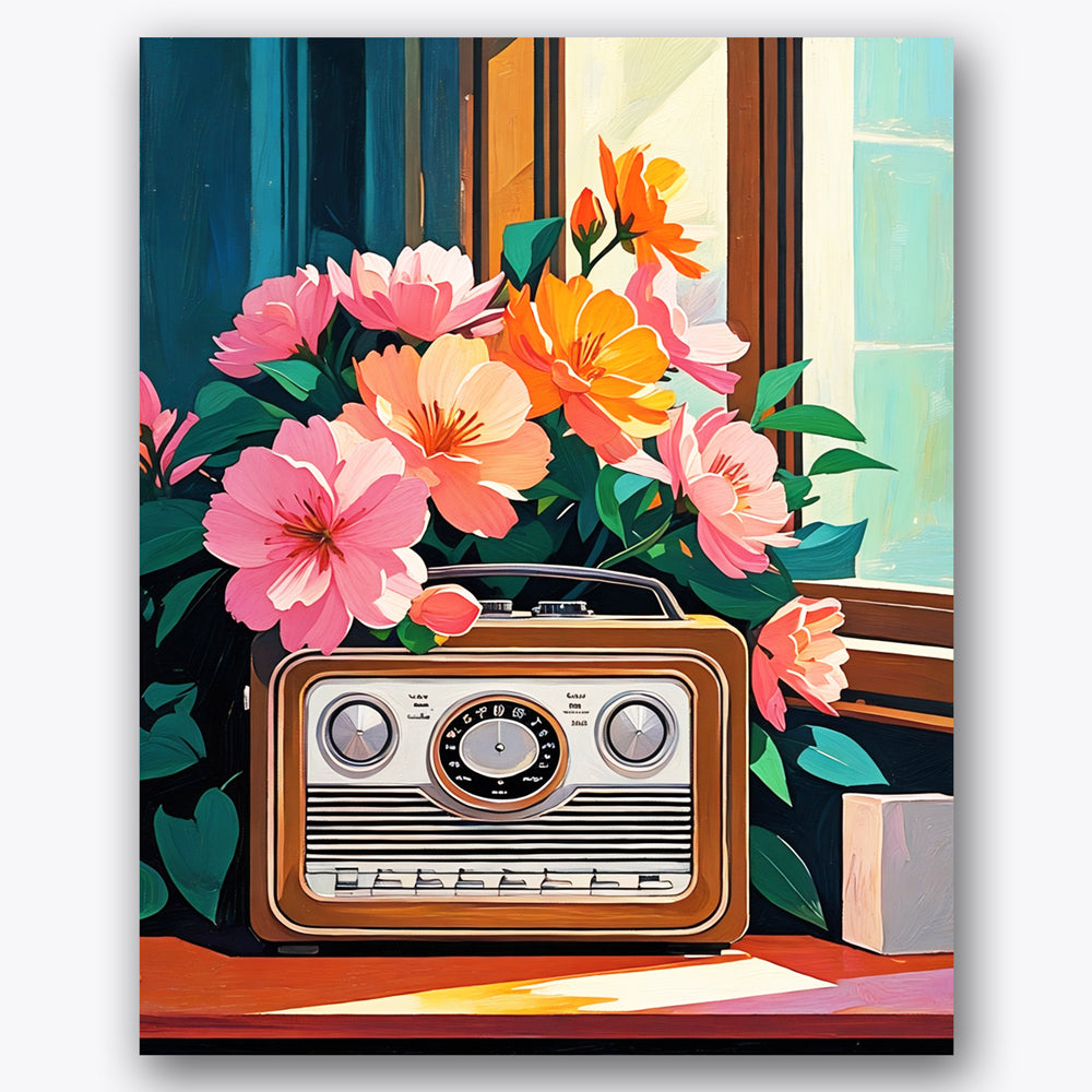 Vintage Radio Bloom Paint by Numbers Kit UdoPaints