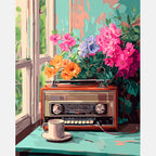 Vintage Radio Paint by Numbers Kit design preview showing the full artwork layout before painting