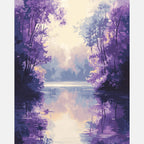 Violet River Morning Paint by Numbers Kit design preview showing the full artwork layout before painting