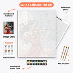 Violinist's Melody Paint by Numbers Kit – includes numbered canvas, paint pots, brushes, and instructions