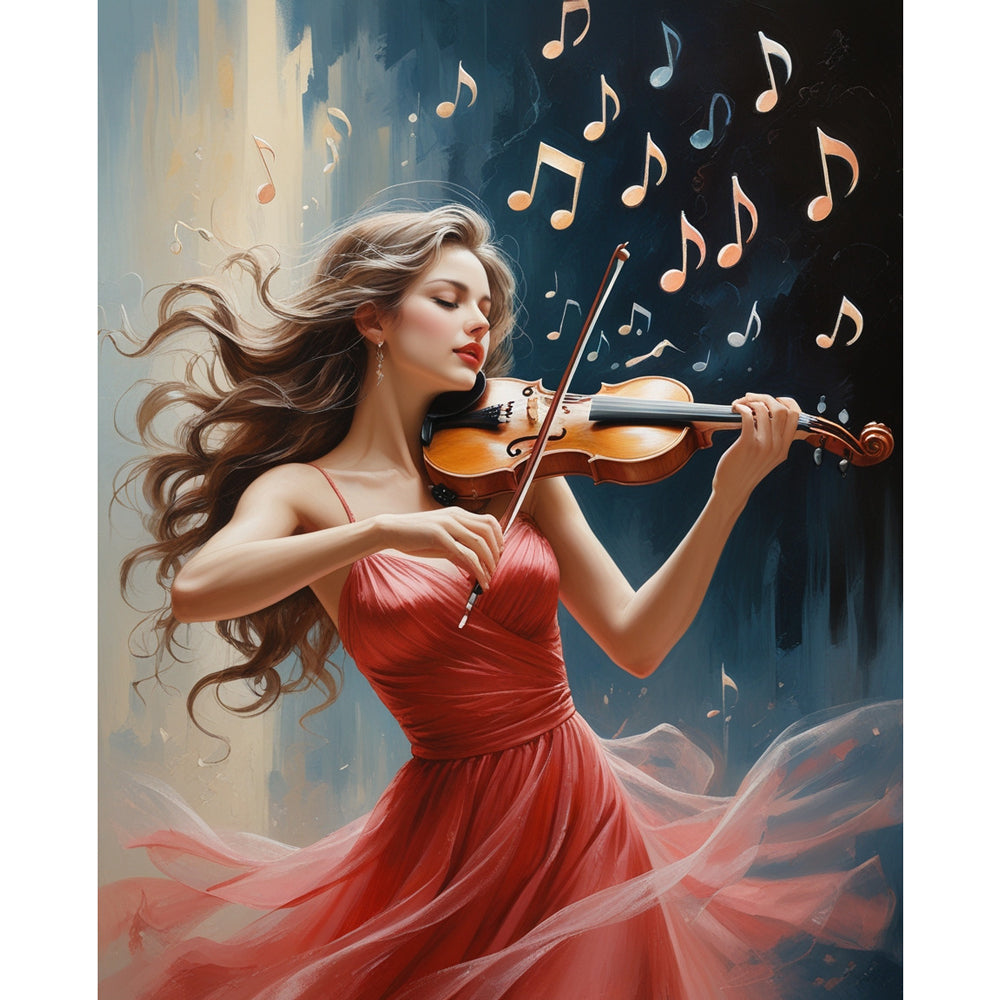 Violinist's Melody Paint by Numbers Kit design preview showing the full artwork layout before painting