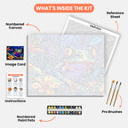 Vivacious Frog Paint by Numbers Kit – includes numbered canvas, paint pots, brushes, and instructions