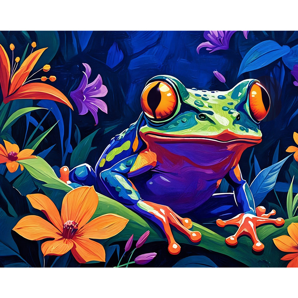 Vivacious Frog Paint by Numbers Kit design preview showing the full artwork layout before painting