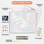 Vivid Cat Paint by Numbers Kit – includes numbered canvas, paint pots, brushes, and instructions