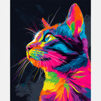 Vivid Cat Paint by Numbers Kit design preview showing the full artwork layout before painting