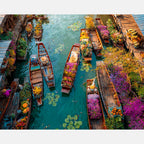 Vivid River Market Paint by Numbers Kit design preview showing the full artwork layout before painting