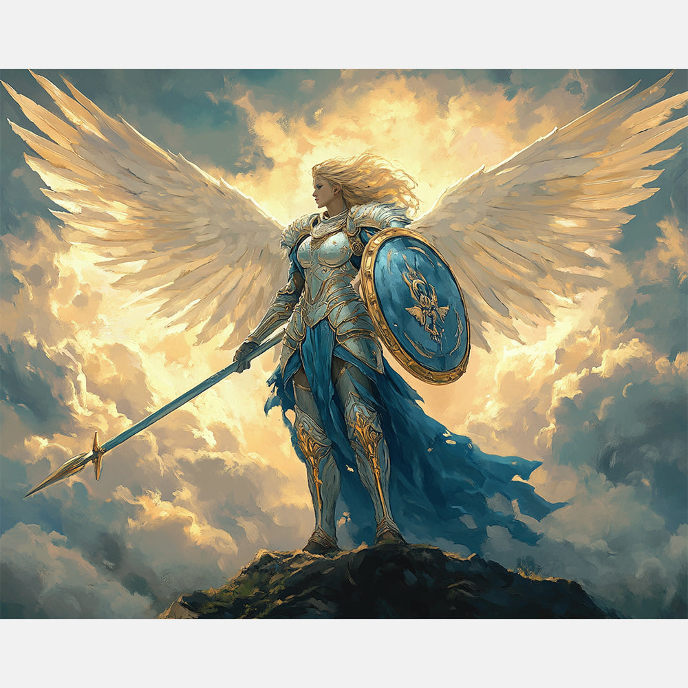 Warrior Ascendant Paint by Numbers Kit design preview showing the full artwork layout before painting