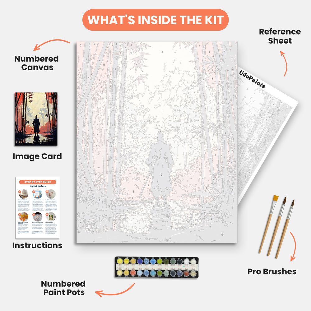 Warrior's Path Paint by Numbers Kit – includes numbered canvas, paint pots, brushes, and instructions