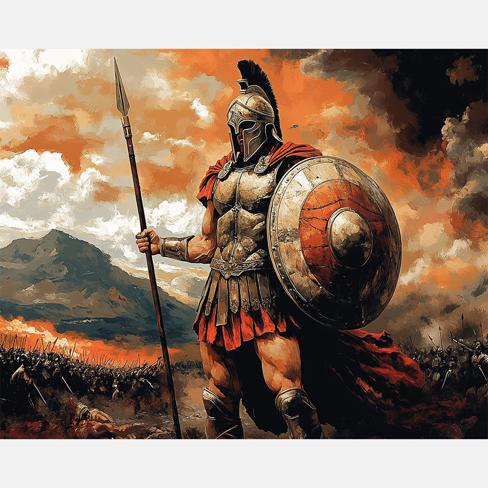 Warrior of Legend Paint by Numbers Kit design preview showing the full artwork layout before painting