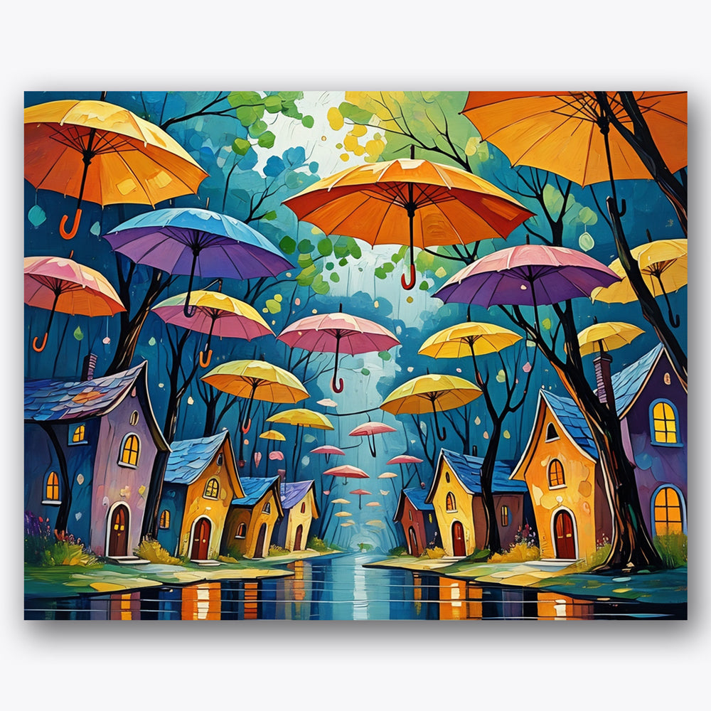 Whimsical Umbrellas Paint by Numbers Kit UdoPaints