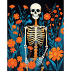 Whimsical Skeleton Garden Paint by Numbers Kit design preview showing the full artwork layout before painting