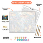 Whimsical Umbrellas Paint by Numbers Kit – includes numbered canvas, paint pots, brushes, and instructions