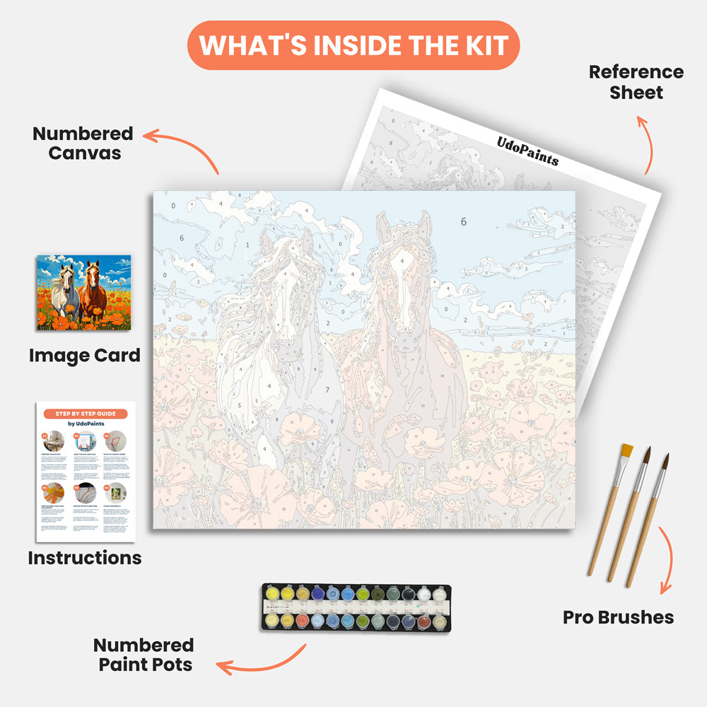 Wildflower Companions Paint by Numbers Kit – includes numbered canvas, paint pots, brushes, and instructions