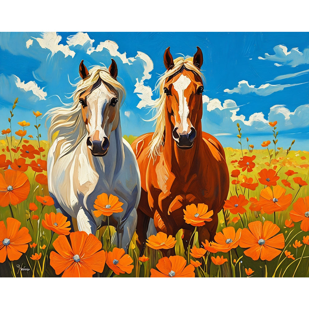 Wildflower Companions Paint by Numbers Kit design preview showing the full artwork layout before painting