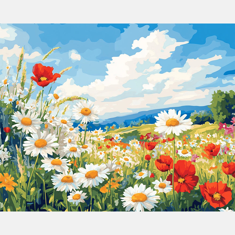 Wildflower Meadow Paint by Numbers Kit design preview showing the full artwork layout before painting