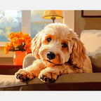 Windowside Cockapoo Paint by Numbers Kit design preview showing the full artwork layout before painting