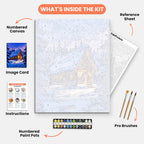 Winter Retreat Paint by Numbers Kit – includes numbered canvas, paint pots, brushes, and instructions