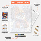 Winter Snowman Fun Paint by Numbers Kit – includes numbered canvas, paint pots, brushes, and instructions