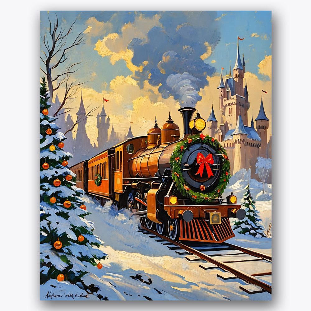 Winter Train Journey Paint by Numbers Kit UdoPaints