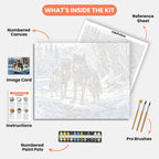 Winter Wolves Paint by Numbers Kit – includes numbered canvas, paint pots, brushes, and instructions