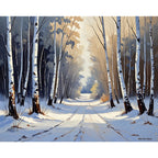 Winter Birch Grove Paint by Numbers Kit design preview showing the full artwork layout before painting