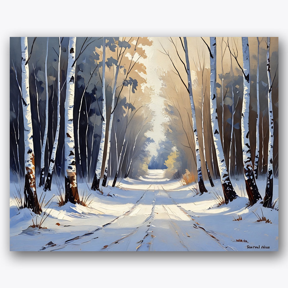 Winter Birch Grove Paint by Numbers Kit UdoPaints