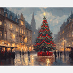 Winter Celebration Tree Paint by Numbers Kit design preview showing the full artwork layout before painting