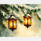 Winter Glow Lanterns Paint by Numbers Kit design preview showing the full artwork layout before painting