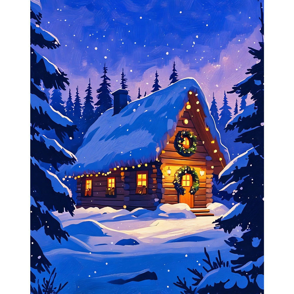 Winter Retreat Paint by Numbers Kit design preview showing the full artwork layout before painting