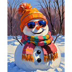Winter Snowman Fun Paint by Numbers Kit design preview showing the full artwork layout before painting