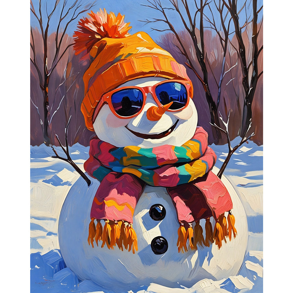 Winter Snowman Fun Paint by Numbers Kit design preview showing the full artwork layout before painting