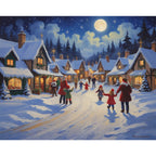 Winter Village Paint by Numbers Kit design preview showing the full artwork layout before painting