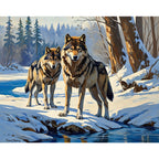 Winter Wolves Paint by Numbers Kit design preview showing the full artwork layout before painting