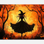 Witch Of Pumpkins Paint by Numbers Kit design preview showing the full artwork layout before painting