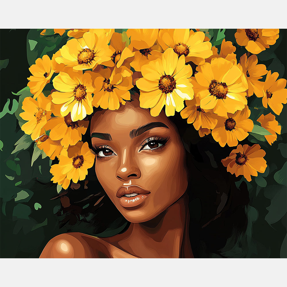 Yellow Serenity Paint by Numbers Kit design preview showing the full artwork layout before painting